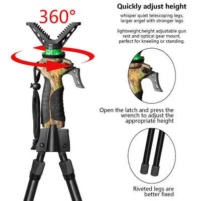 Adjustable Camo Hunting Gear With Aluminium Body Detachable Head Expandable Length